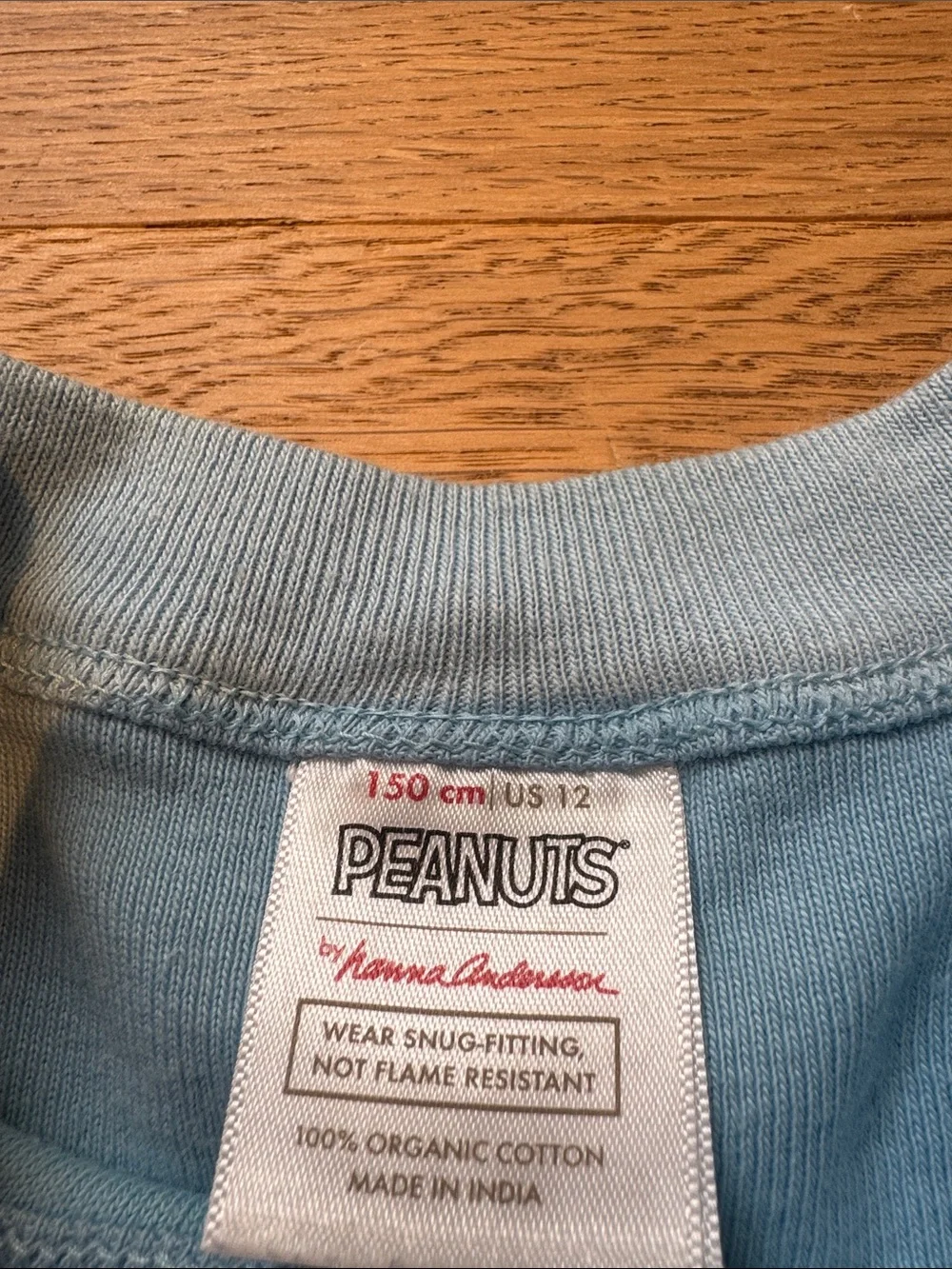 Hanna Anderrson Light Blue Kids Pajama Set with Snoopy Peanuts Graphic